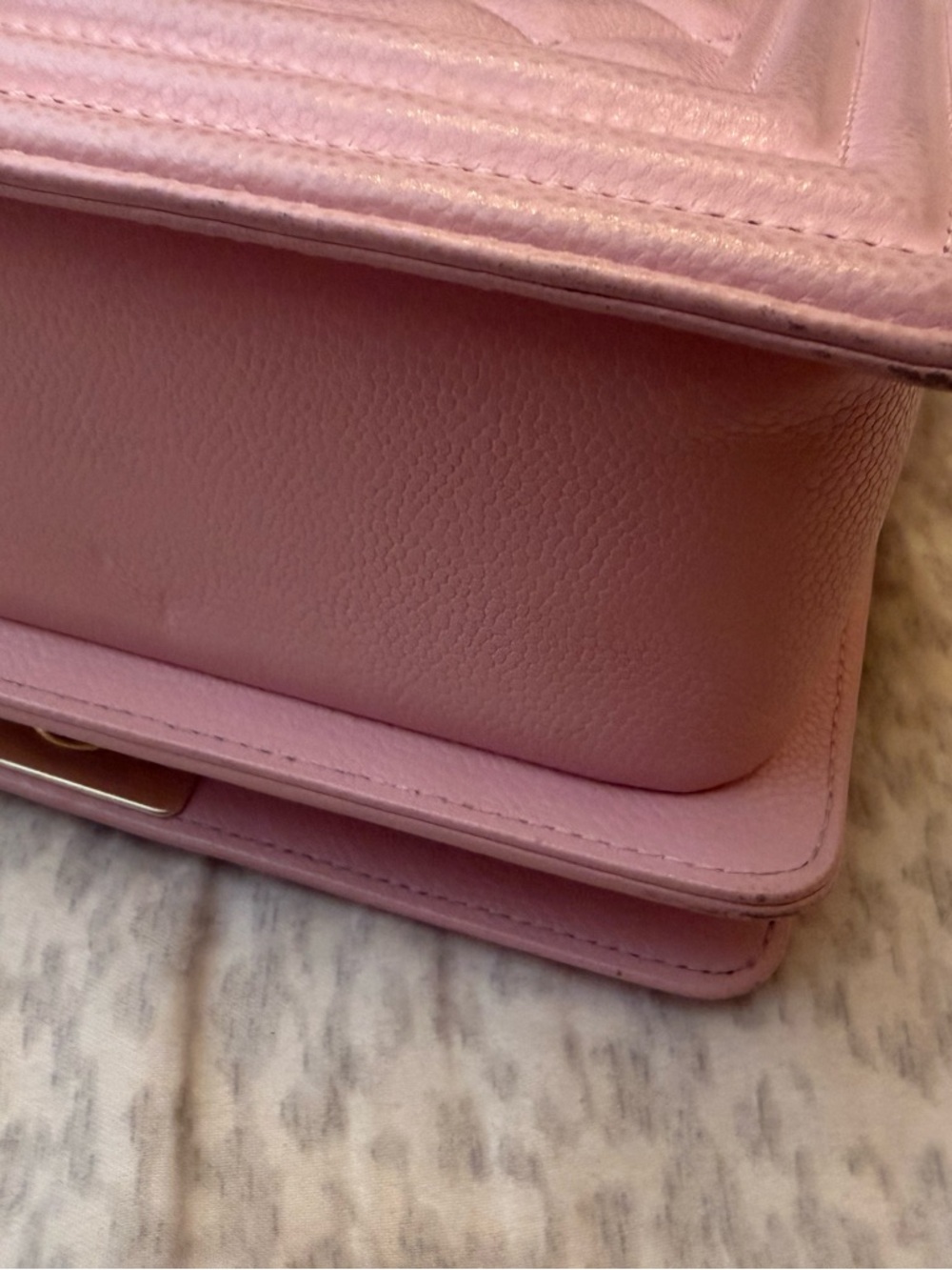 Pink Quilted Chain Shoulder Bag with Gold Hardware - Picture 7 of 15